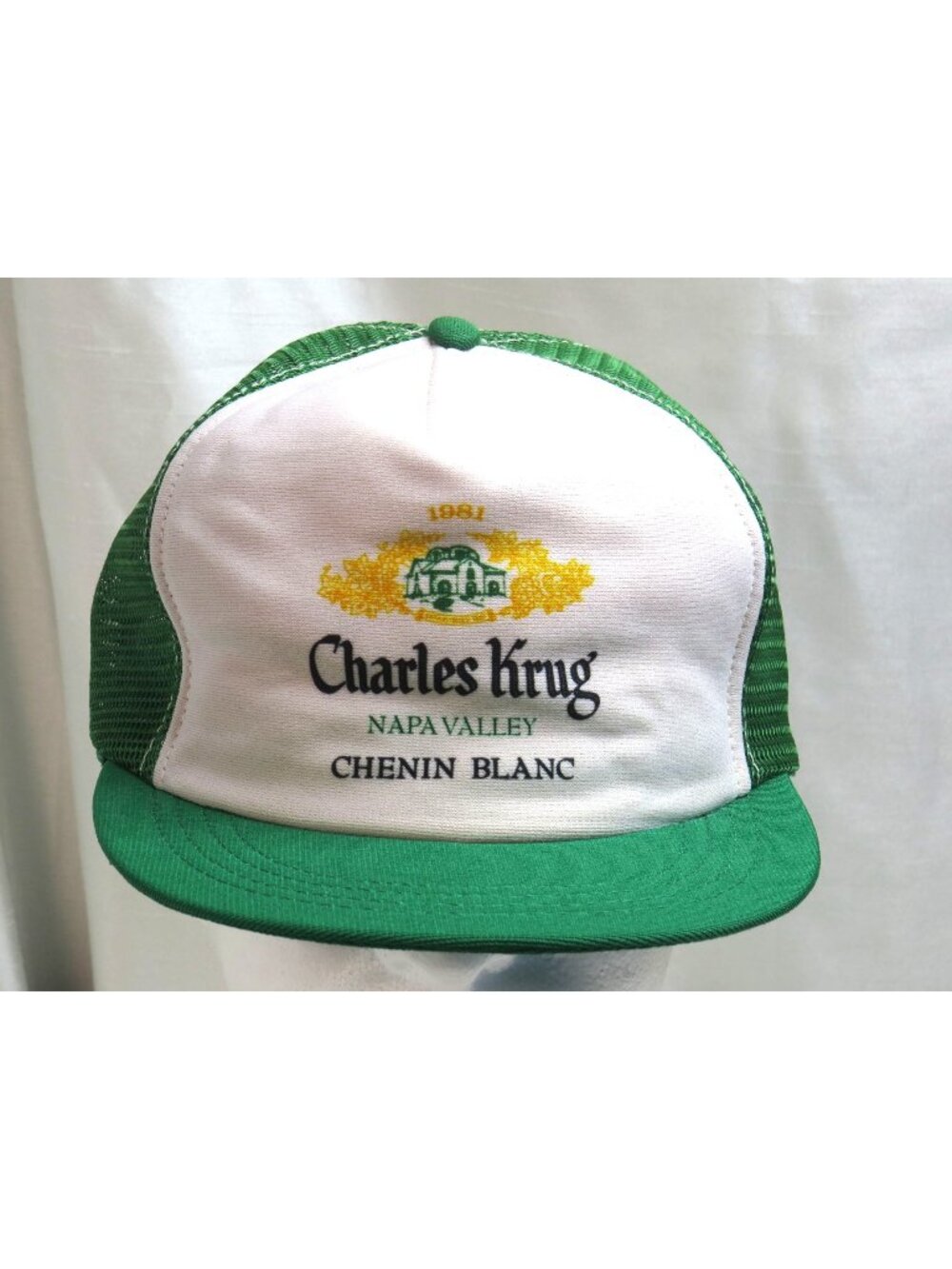 Charles Krug Napa Valley Chenin Blanc Trucker Hat Snapback Green Cap Vintage 80s